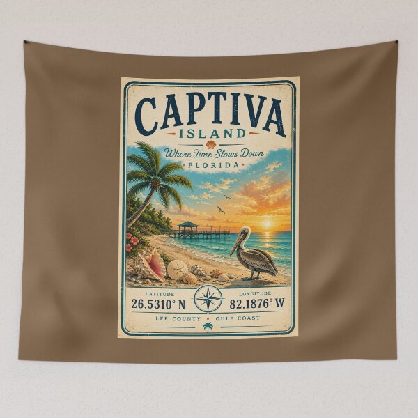 Item preview, Captiva Island Coordinates | Florida Gulf Coast Minimal Coastal Travel Design designed and sold by piketo.