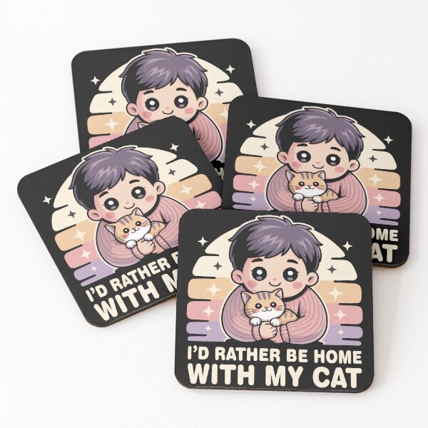 Item preview, I'd Rather Be Home With My Cat - Funny Cat Lover Introvert Gift T-Shirt designed and sold by Art JSMY.