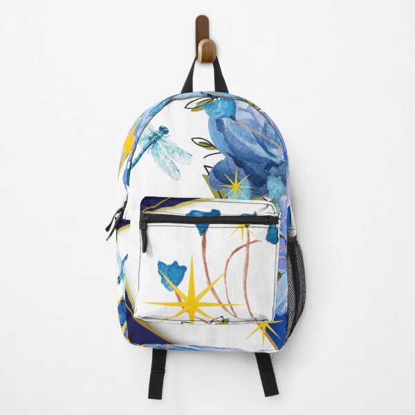 Item preview, Midnight Garden Blue Florals with Dragonflies Gold Star Design designed and sold by Extremeallie.