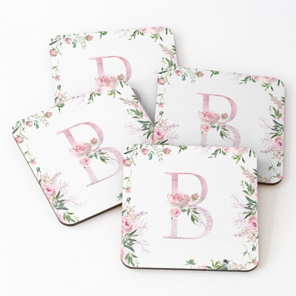 Item preview, Letter B Pink Peony Flower designed and sold by WildAliceArt.