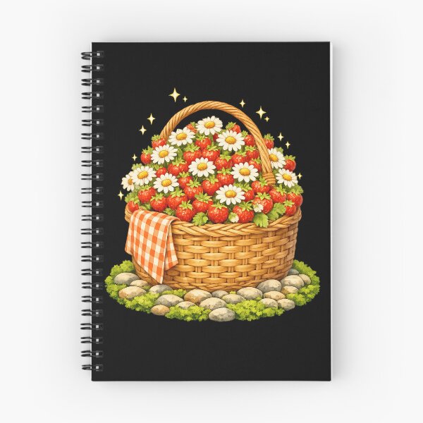 Item preview, Golden Strawberry Daisy Basket Cottagecore Art designed and sold by ArtoryWorks.