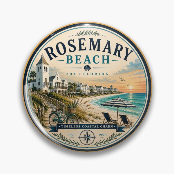 Item preview, Rosemary Beach Badge | Timeless Coastal Charm Retro Florida 30A Emblem designed and sold by piketo.