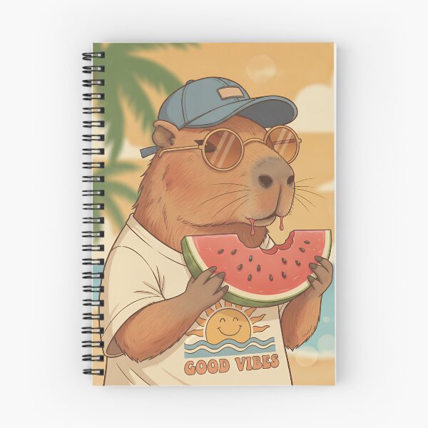 Item preview, Retro Capybara, Funny Summer Graphics, Vintage Print Beach Tee, Cute Animal Shirt, Good Vibes Watermelon  designed and sold by WonderWaresGifts.
