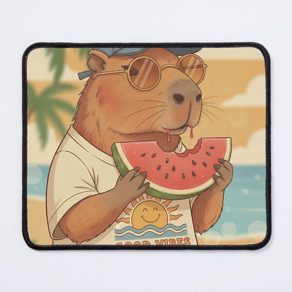 Item preview, Retro Capybara, Funny Summer Graphics, Vintage Print Beach Tee, Cute Animal Shirt, Good Vibes Watermelon  designed and sold by WonderWaresGifts.