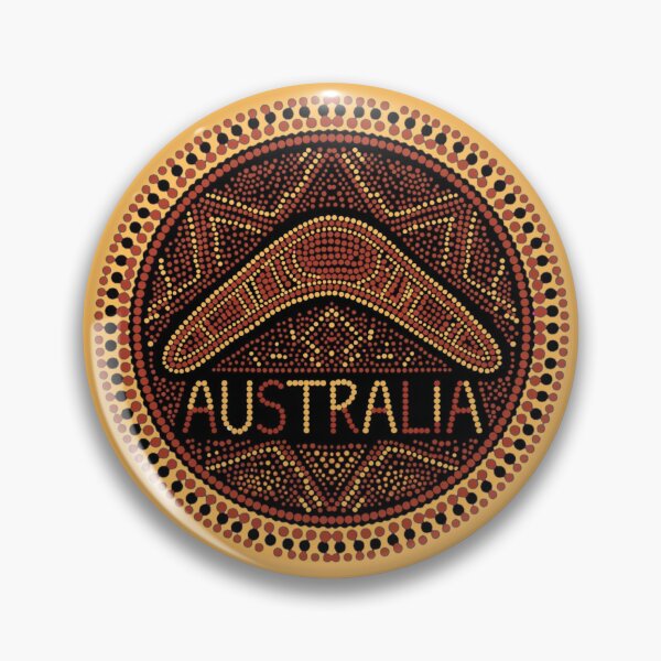 Item preview, Australian Aboriginal dot art boomerang emblem designed and sold by Rue Market.