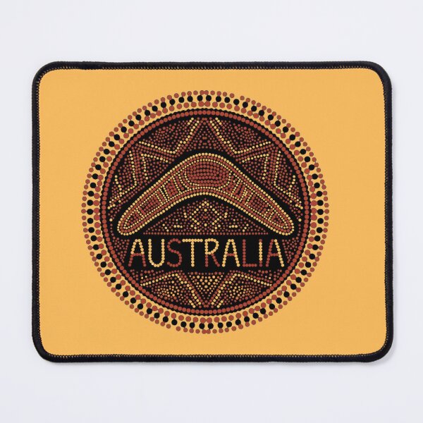 Item preview, Australian Aboriginal dot art boomerang emblem designed and sold by Rue Design Company.