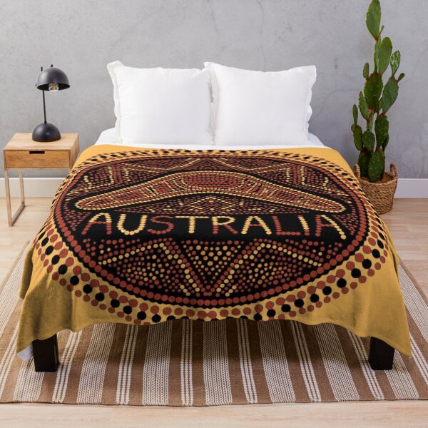 Item preview, Australian Aboriginal dot art boomerang emblem designed and sold by Rue Market.