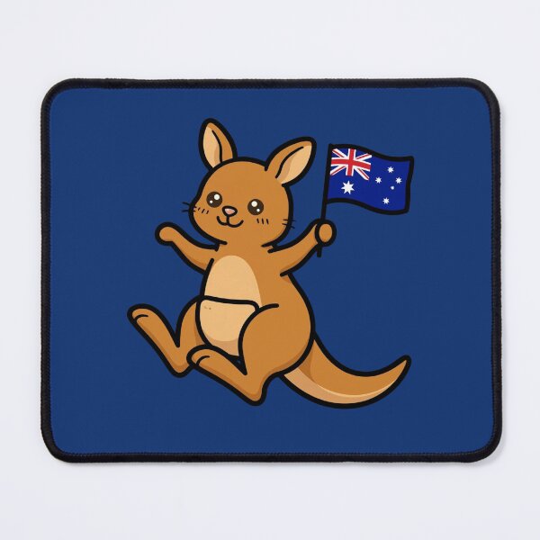 Item preview, Cute cartoon kangaroo holding Australian flag designed and sold by Rue Market.