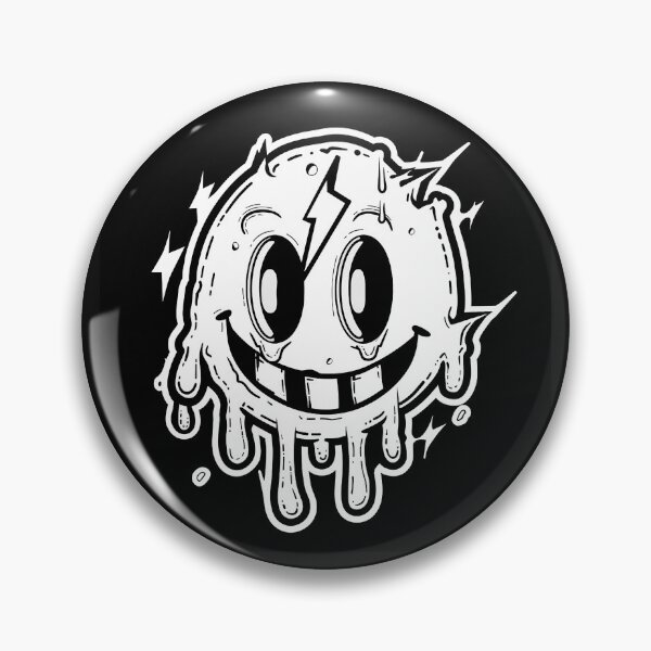 Item preview, Melting Smiley Face – Black and White Punk Cartoon Art designed and sold by inkoutninja.