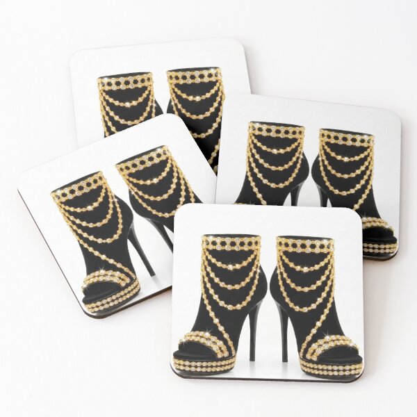 Item preview, Luxurious, Glamorous Gold Chain-Draped Black High Heels designed and sold by Trans4med.