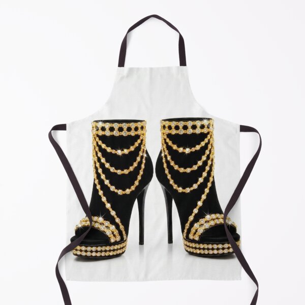 Item preview, Luxurious, Glamorous Gold Chain-Draped Black High Heels designed and sold by Trans4med.
