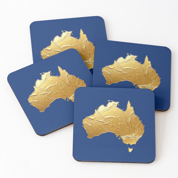 Item preview, Gold foil map of Australia on white background designed and sold by Rue Market.
