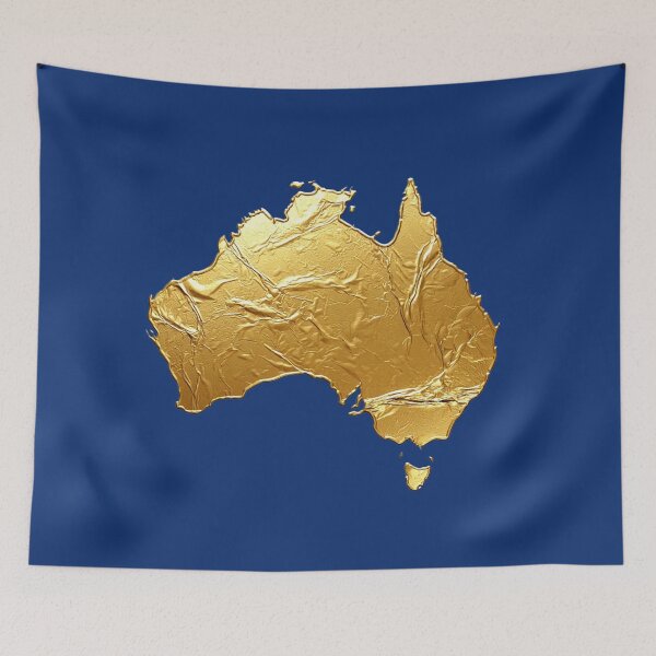 Item preview, Gold foil map of Australia on white background designed and sold by Rue Market.