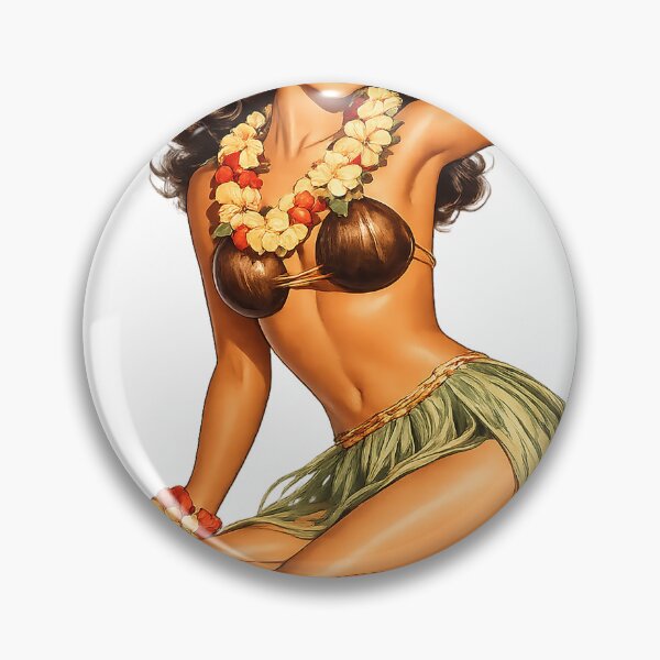 Item preview, intage Hula Girl with Sunglasses – Retro Hawaiian Pin-Up Tropical Illustration designed and sold by PIXEL POP DESIGNS - Beyond the Norm!.