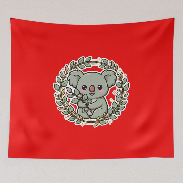 Item preview, Cute koala holding eucalyptus in floral wreath illustration designed and sold by Rue Market.