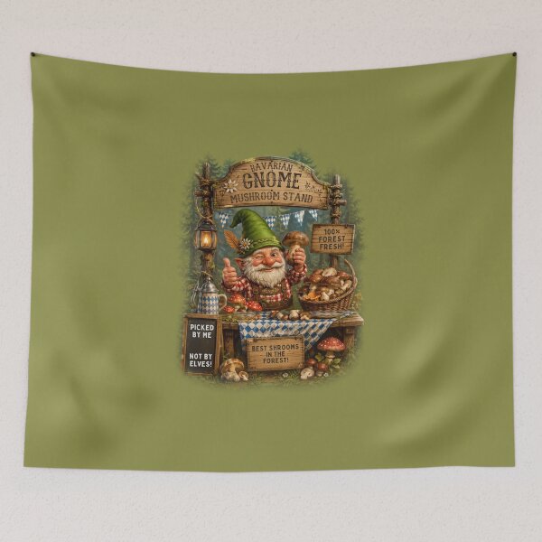 Item preview, Bavarian Gnome Mushroom Stand – Funny Forest Fantasy Vintage Design designed and sold by Alpine-Ink.