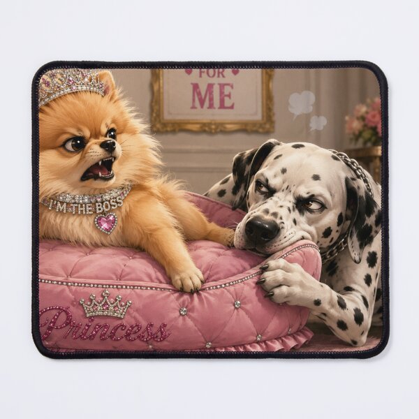 Item preview, Bossy Pomeranian Princess Guards Bed from Dalmatian Funny Dog Design designed and sold by Extremeallie.