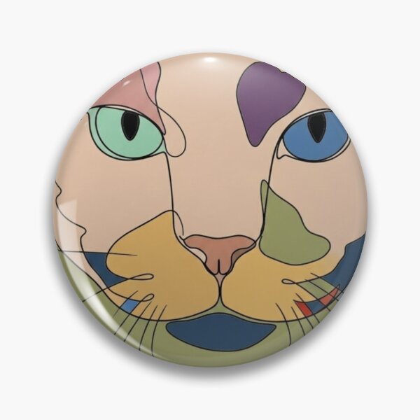 Item preview, Colorful Heterochromia Cat Line Art designed and sold by Komatoya.