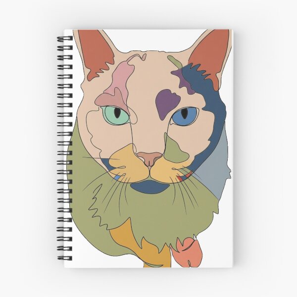 Item preview, Colorful Heterochromia Cat Line Art designed and sold by Komatoya.