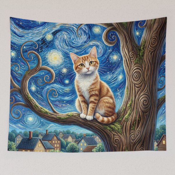 Item preview, Klimt Cat in Starry Night designed and sold by Vicky Brago-Mitchell®.