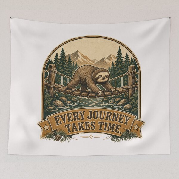 Item preview, Every Journey Takes Time Vintage Sloth Nature Hiking  designed and sold by freshwear design.