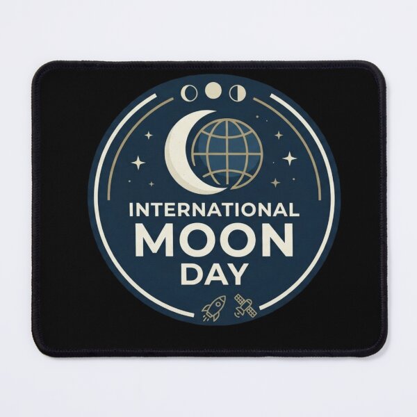 Item preview, International Moon Day Minimalist Crescent Moon Space Badge designed and sold by Palette & Hue.