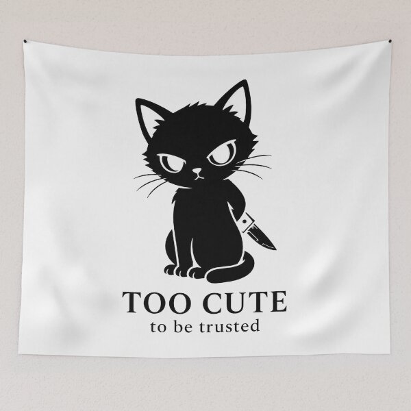 Item preview, Too Cute To Be Trusted Evil Cat designed and sold by Mystic & Celestial Art.