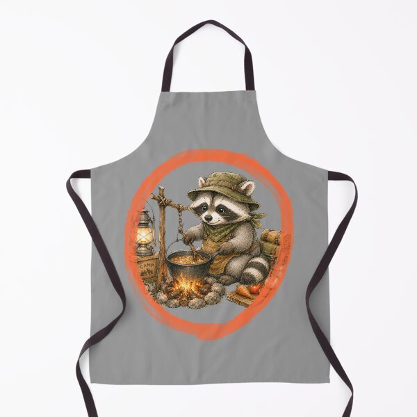 Item preview, Cute Watercolor Raccoon Cooking Campfire Soup Outdoor Badge designed and sold by BreezifyDesignStudio.