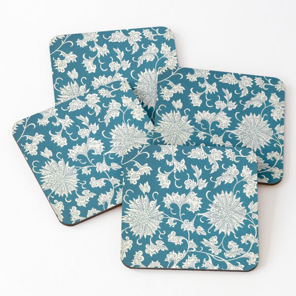 Item preview, Classic Asian Lotus and Scrollwork Motif on Blue designed and sold by The Ravens Ballad.