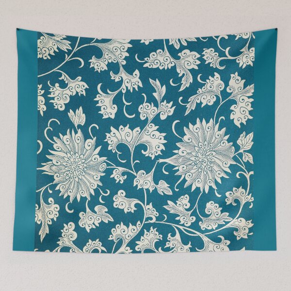 Item preview, Classic Asian Lotus and Scrollwork Motif on Blue designed and sold by The Ravens Ballad.