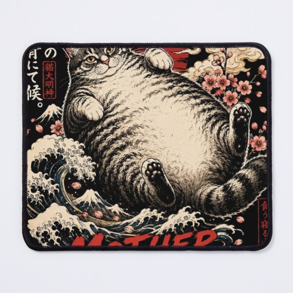 Item preview, Japanese Fat Cat Ukiyo-e Funny Cat Lover Vintage T-Shirt – Mother I Am But Skin and Bones designed and sold by Meterka.