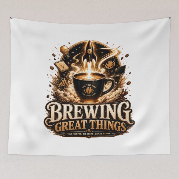 Item preview, Brewing Great Things Coffee Motivation designed and sold by pradeepvisuals.