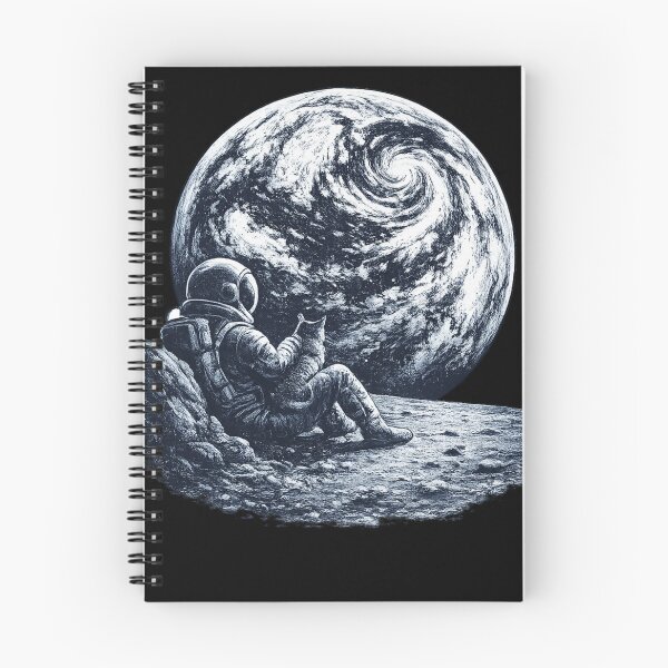 Item preview, Cosmic Companions: Astronaut and Cat Looking at Earth Ink Art designed and sold by haitrieuic96.