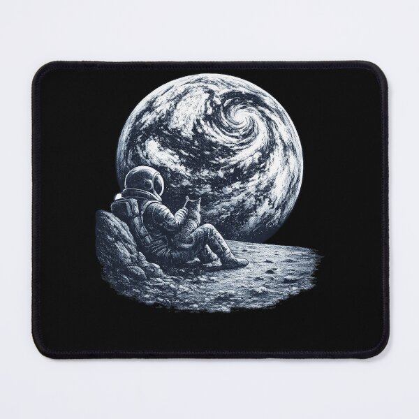 Item preview, Cosmic Companions: Astronaut and Cat Looking at Earth Ink Art designed and sold by haitrieuic96.