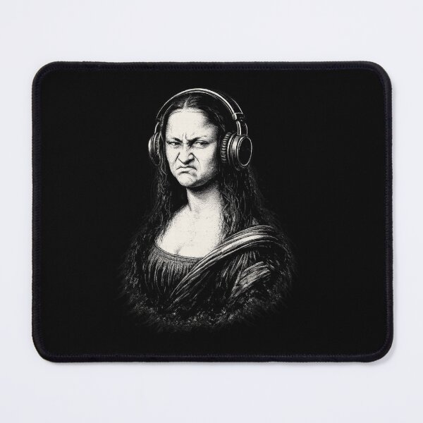 Item preview, Angry Mona Lisa with Headphones Funny Renaissance Art Parody designed and sold by haitrieuic96.
