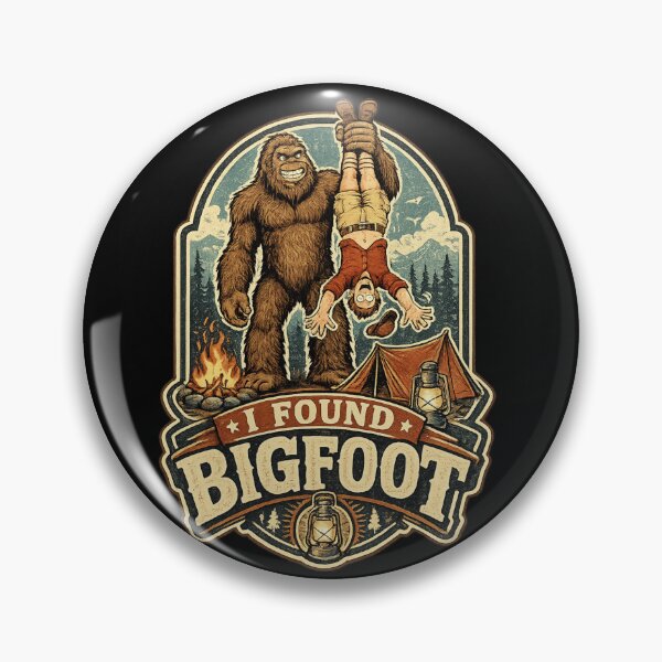 Item preview, I Found Bigfoot Retro Camping Badge - Funny Sasquatch Sighting designed and sold by haitrieuic96.