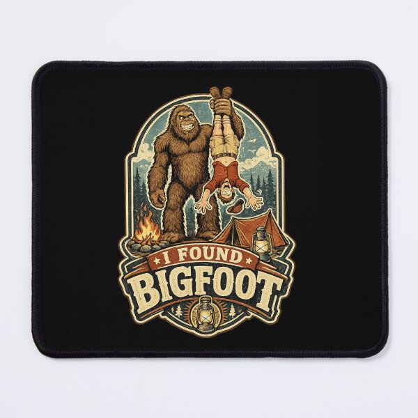 Item preview, I Found Bigfoot Retro Camping Badge - Funny Sasquatch Sighting designed and sold by haitrieuic96.
