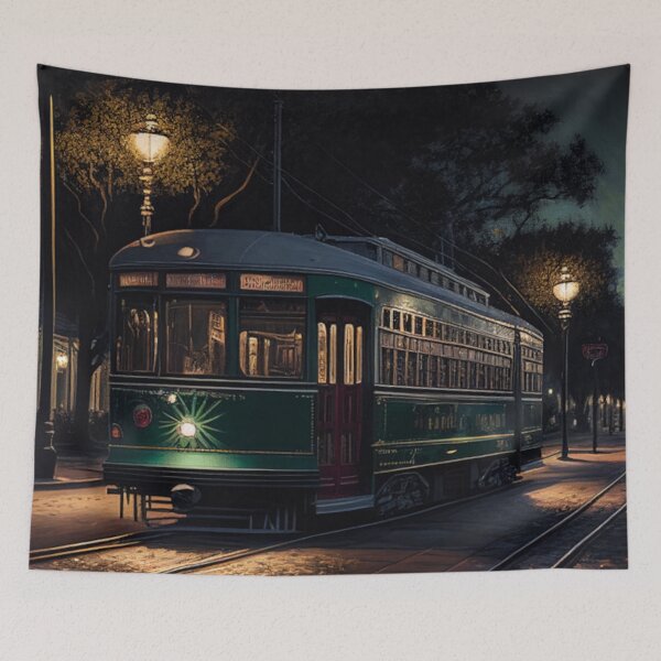 Item preview, New Orleans Streetcar at Night | Impasto NOLA Art Print designed and sold by GSizzle1.