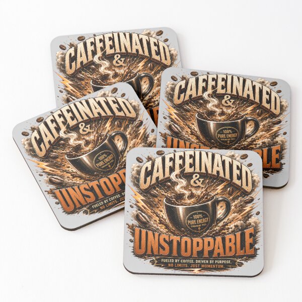 Item preview, Caffeinated And Unstoppable Coffee Quote designed and sold by pradeepvisuals.