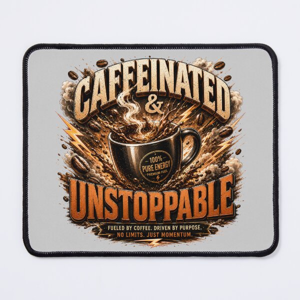 Item preview, Caffeinated And Unstoppable Coffee Quote designed and sold by pradeepvisuals.