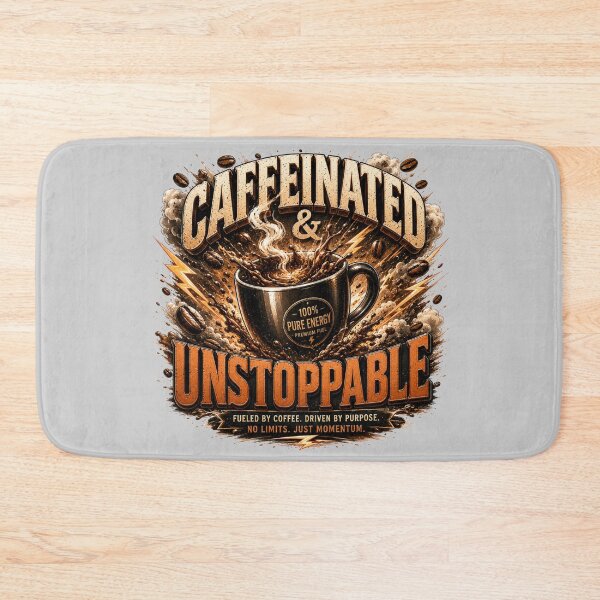 Item preview, Caffeinated And Unstoppable Coffee Quote designed and sold by pradeepvisuals.