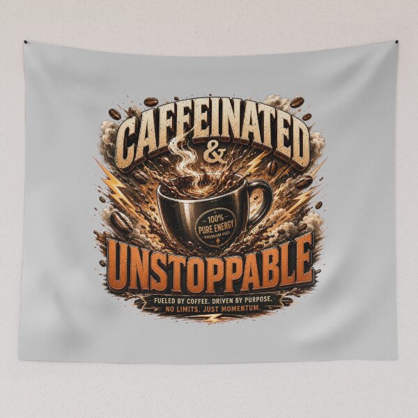 Item preview, Caffeinated And Unstoppable Coffee Quote designed and sold by pradeepvisuals.