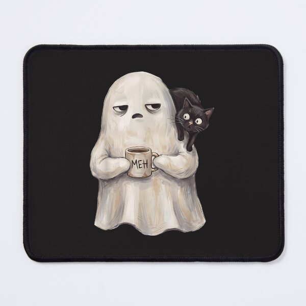 Item preview, Funny Ghost Cat Coffee Lover Spooky Black Cat Halloween Retro Art designed and sold by kiralynstration.