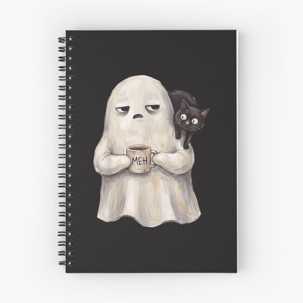 Item preview, Funny Ghost Cat Coffee Lover Spooky Black Cat Halloween Retro Art designed and sold by kiralynstration.