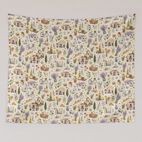 Item preview, Cubist French Provence Pattern | Lavender Picnic Seamless Botanical Repeat designed and sold by OpenDreamArts.