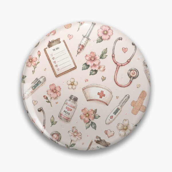 Item preview, Pink floral pattern for nurse designed and sold by MapiliStudio.