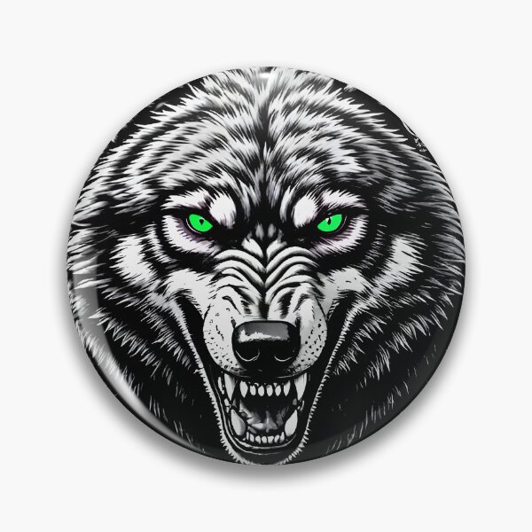 Item preview, Glowing Green Eye Wolf – Monochrome Gothic Skull Archway Art designed and sold by Neer arts.