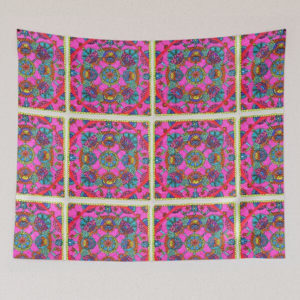 Item preview, Radiant Bloom Mandala – Hand-Drawn Floral Folk Art in Vibrant Pink designed and sold by Selena.m.studio.