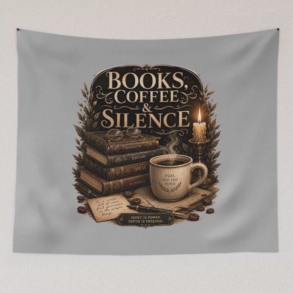 Item preview, Books Coffee And Silence Dark Academia designed and sold by pradeepvisuals.