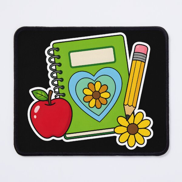 Item preview, Cute Retro School Notebook Apple and Pencil Kawaii Sticker designed and sold by FestivityFinds.